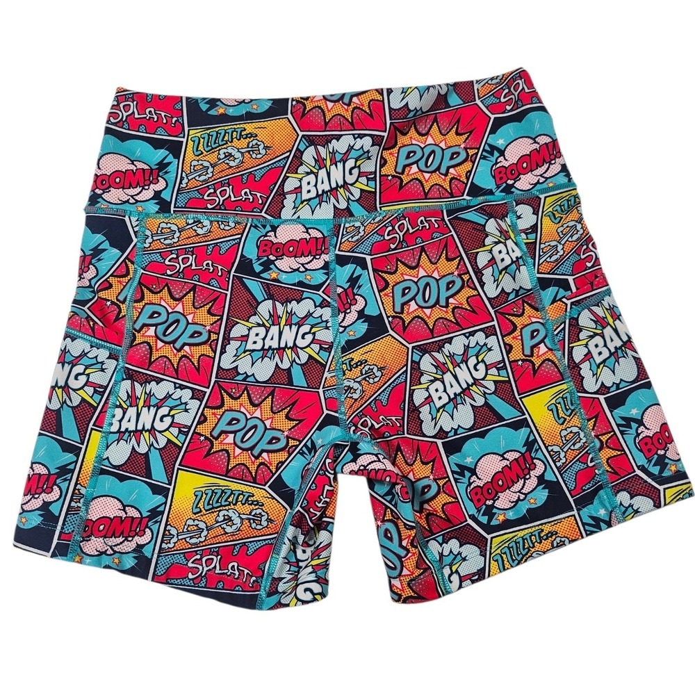 Constantly Varied Gear CVG Comic Pop Art Athletic Shorts Womens Medium 5in - Picture 2 of 10